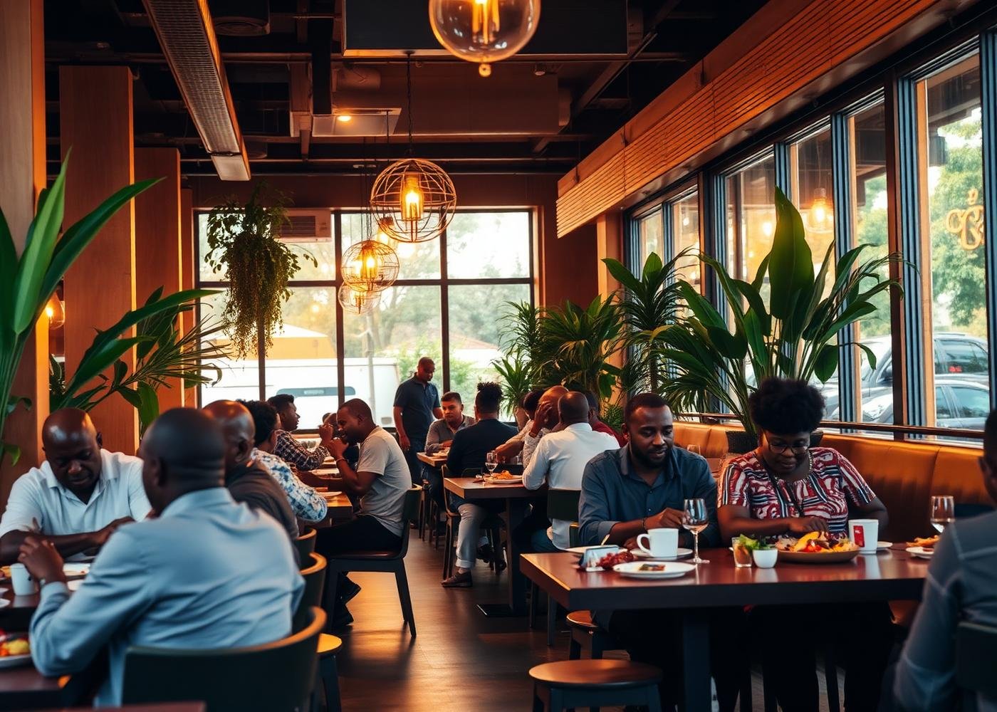 Busy restaurant interior