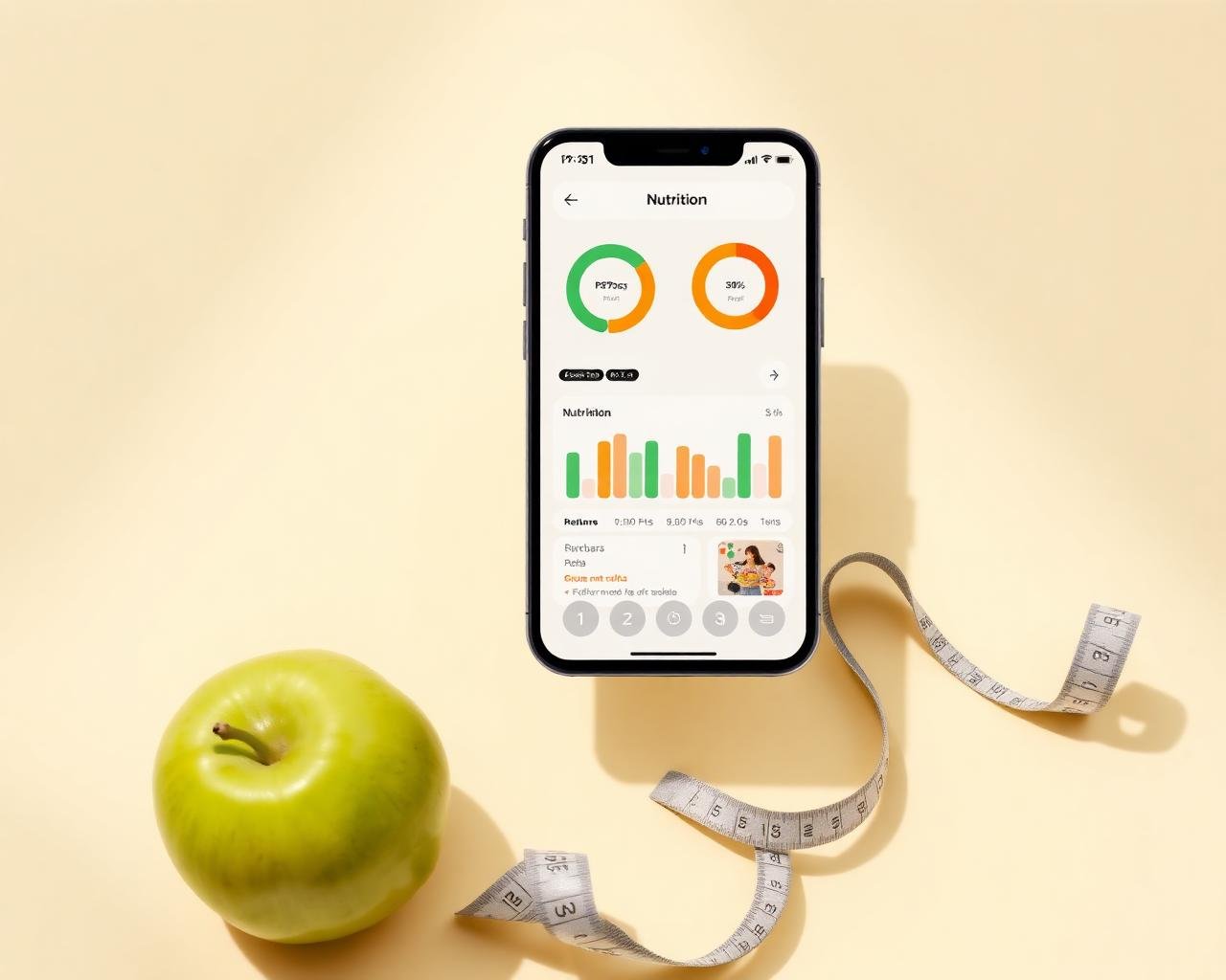 Nutrition tracker on a smartphone with progress rings